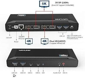 Dokovacia stanica Wavlink WL-UG69DK1 USB-C Dual 4K - 3