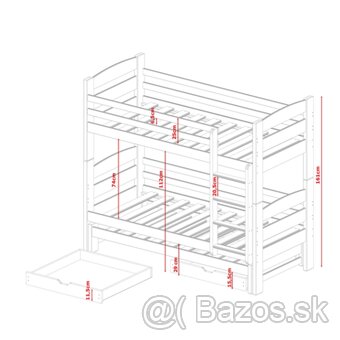 poschodová posteľ sivá - 3