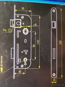 Predám zámok vložkový zadlabací rozteč 90mm zádlab 60mm oboj - 3