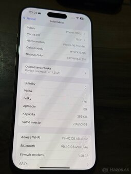 Predám Apple IPhone 16 PRO MAX 256GB Dezert Titan - 3