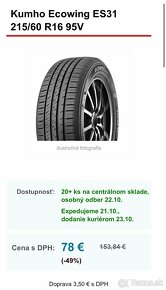 Letné pneumatiky KUMHO 215/60 r16 95V - 3