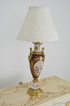 Zámecká stolní lampa se stínidlem - porcelán+bronz - 3