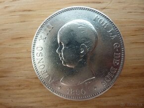 5 pesetas 1890 vo veľmi peknom stave - 3