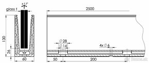 Predám kotviaci profil pre sklenené zábradlie 2x2.5m, nový - 3