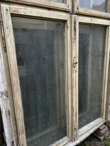 Drevenné starožitné okná 2ks - 3