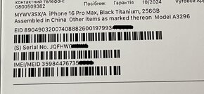 Novy zabaleny Iphone 16 pro max 256GB Black Titanium - 3