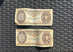 Maďarské bankovky 50 forint (Otvenforint) a 100 forint (Száz - 3