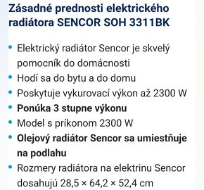 Elektricky olejovy radiator Sencor - 3