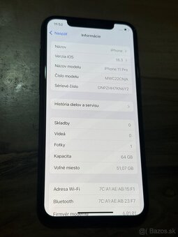 Predám Apple iPhone 11 PRO 64GB Black Stav Noceho Telefónu - 3