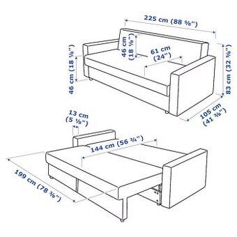 Rozkladacia trojpohovka Ikea - tmavosivá - 3