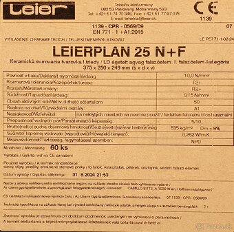 Predam tehlu 25cm / 11,5cm Leier Leierplan N+F - 3