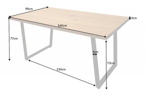 POZOR Jedálenský stôl drevený Loft 140cm a 160cm šedá a dub - 3