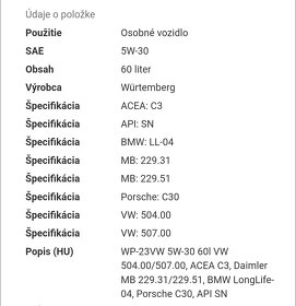 Sud oleja 5w30 LL 60L - 3