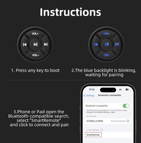 NOVÝ & ZABALENÝ Bezdrôtový Bluetooth ovládač na volant - 3