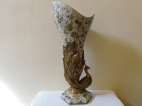 PORCELÁNOVÁ SECESNÍ VÁZA S BRONZOVOU MONTÁŽÍ - 3