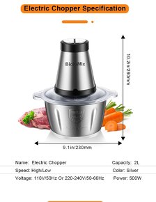 BioloMix CP615 Elektrický mlynček na mäso - 3