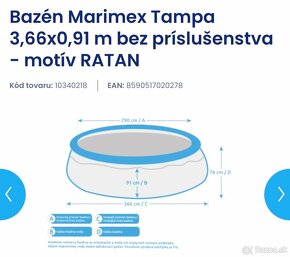 Predám nový Bazém Marimex Tampa Ratan 3,66 - 3