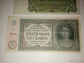 SESTAVA BANKOVEK 5 KČS 1921-1961, 4 RŮZNÉ EMISE, NEPERFOR. - 3