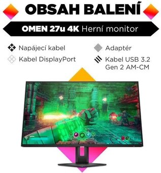 Monitor HP OMEN 27u 4K Gaming,144hz, Remarketed, Záruka2roky - 3