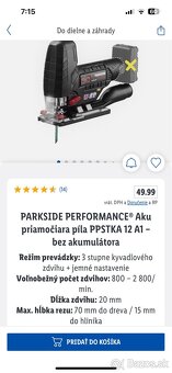 Priamočiara píla Parkside performance 12V - 3