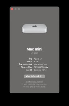 Apple Mac Mini M1 2020 8GB/256GB A2348 + kábel a krabica - 3