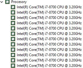 Intel Core i7-8700 6C/12T 3.20-4.60GHz
 - 3