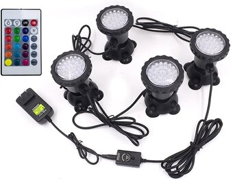 Set 4 kusů LED podvodních RGB světel s ovladačem - 3