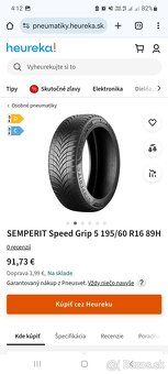 4ks 195/60 r16 - NOVÉ zimné pneumatiky SEMPERIT, DOT2023 - 3