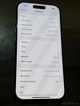 Predám Apple IPhone 16 PRO 128GB Dezert Titan Stav nového - 3