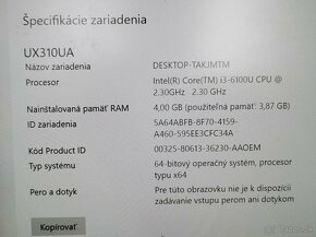 Predám Asus UX 310UA 4GB i3 - funkčný - zlomené pánty - 3