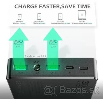 Skvelá Aukey PB-N36 3.4A Dual Turbo Recharge AiPower 20000 m - 3