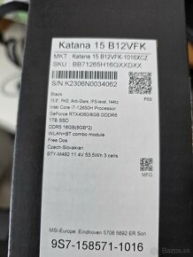 Herny notebook MSI Katana, cpu i7 12650H , rtx 4060 - 3