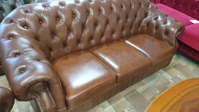 Chesterfield štýl,hnedá kožená  3+1,Zľava 200€ - 3