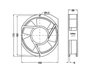 Predám výkonný ventilátor 150x172x38mm - 3