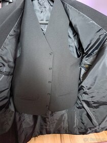 Pánske sako + vesta, čiernej farby, veľkosť 52 - 3
