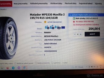 letné pneumatiky Matador Maxilla 2 na diskoch 195/70 R15 C - 3