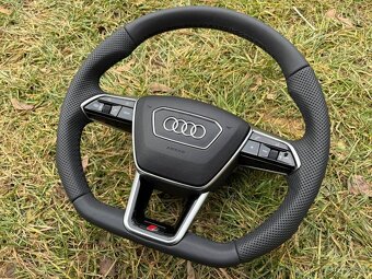 AUDI sportovy S volant kozeny zrezany perforovany - 3