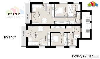 Predaj 2 IZB BYT "D" 58,64 m² + BALKÓN 6,26 m², novostav - 3