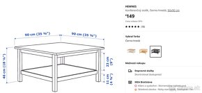 HEMNES Konferenčný stolík, čierno-hnedá, 90x90 cm - 3