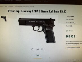 Plynovka Browning GPDA9 Black 9mm - 3