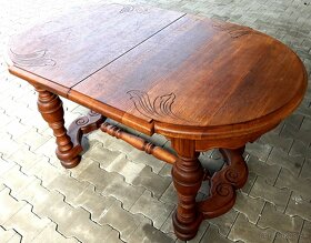 starožitný rozkladací dubový stôl, /+ komoda, ca 1890/ - 3