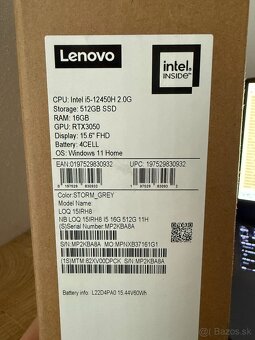 Predám Herný Lenovo LOQ 151RH8 Storm Gray - 3