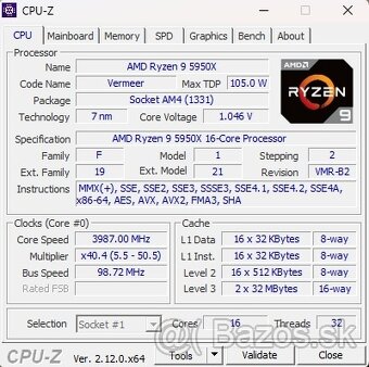 AMD Ryzen 9 5950X, 3.40 GHz, 64 MB Cache, socket AM4 - 3