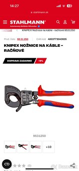 Predám NOVÉ KNIPEX NOŽNICE NA KÁBLE - RAČŇOVÉ - 3