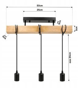 LED závesné stropné svietidlo 3xE27 čierny Lof luster - 3