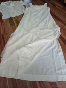 Spoločenské maxi šaty s bolerkom krémové v.42 - 3