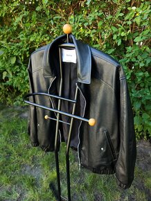 Kožená bunda čierna značky BERSHKA, veľkosť L - 3