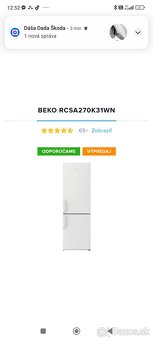 Zánovná chladnička BEKO RCSA270K31WN PC-290€ - 3