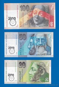Slovensko bimilénium bankovky 20 + 50 + 100 Sk UNC - 3
