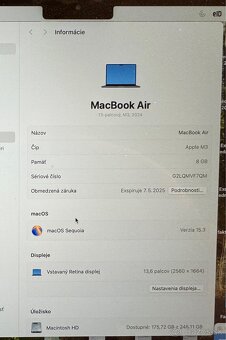 13 MacBook Air Apple M3 s 8jadrovým CPU a 8jadr GPU, - 3